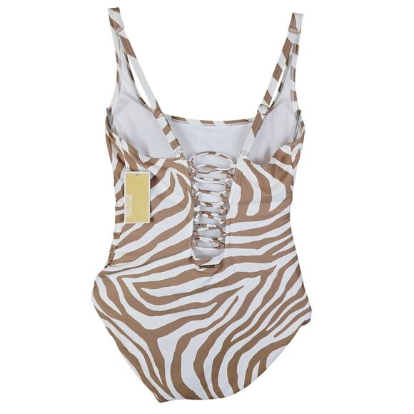 Michael Kors Animal Style Design Strappy Back One Piece Bathing Suit 14 NWT - Picture 2 of 6